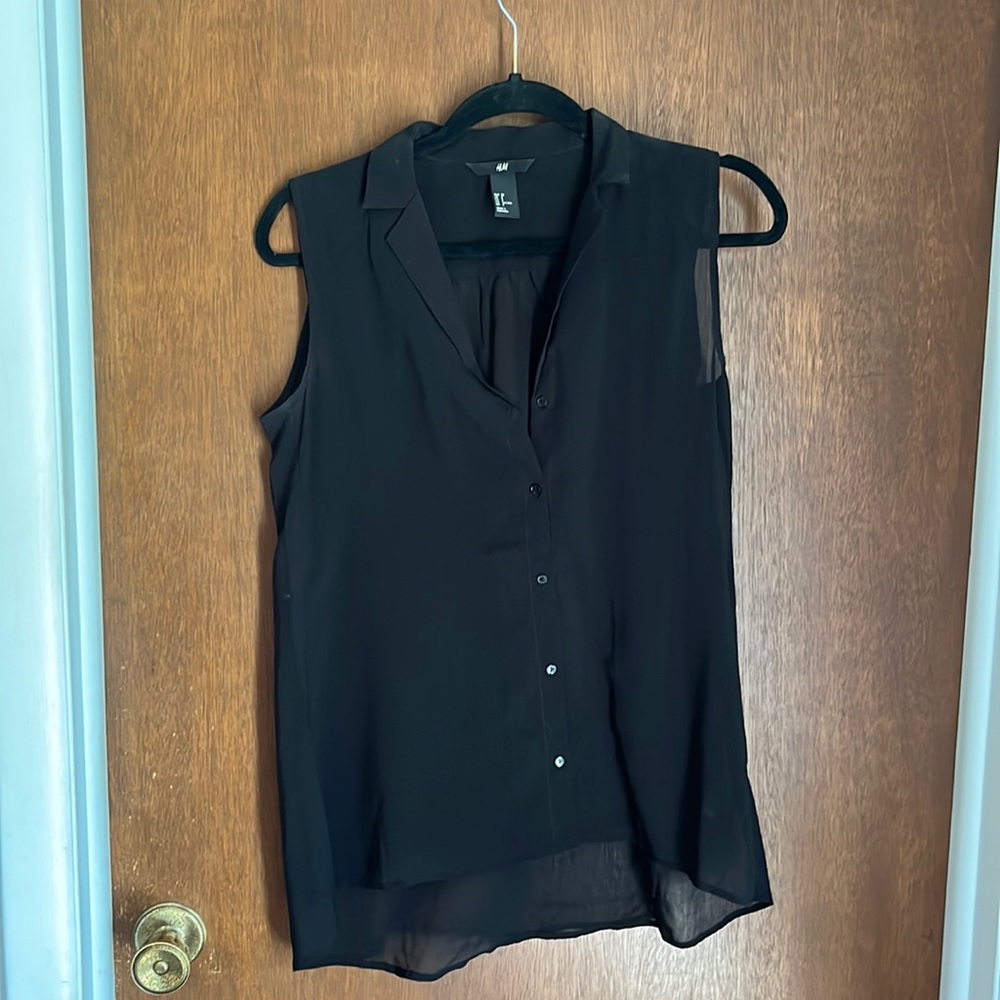 H&M black sheer blouse